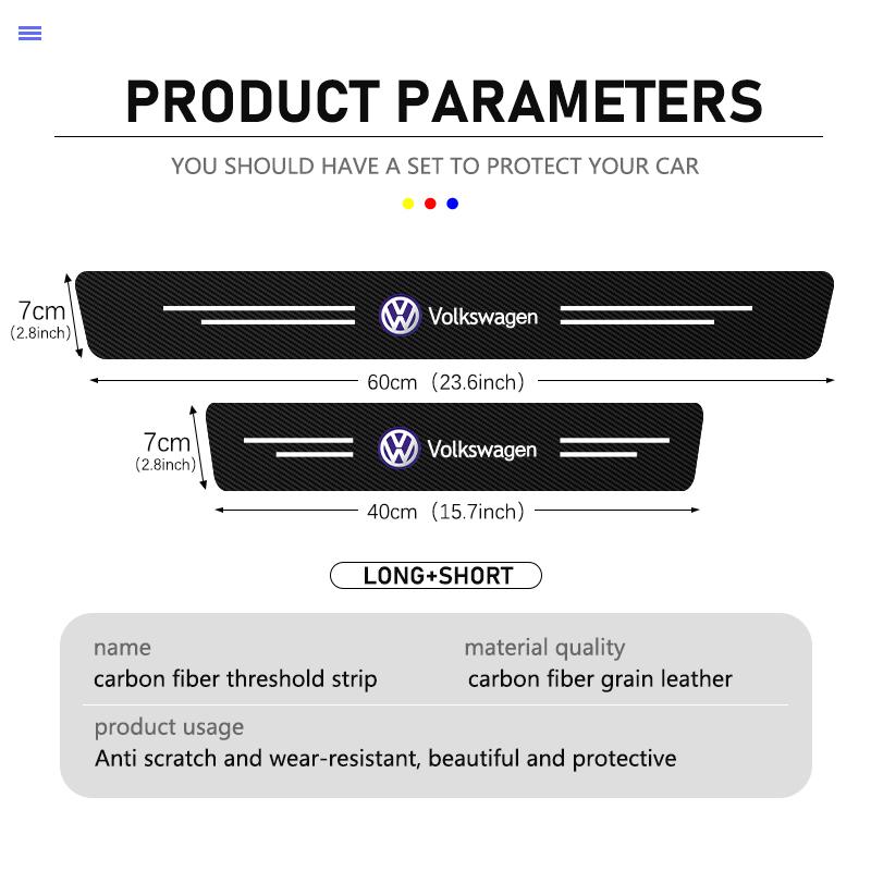4pcs Carbon Fiber Car Door Sill Anti-Scratch Decorative Sticker For Volkswagen VW Golf Polo 4 5 6 Passat B5 B6 B7 CC JettaNI8