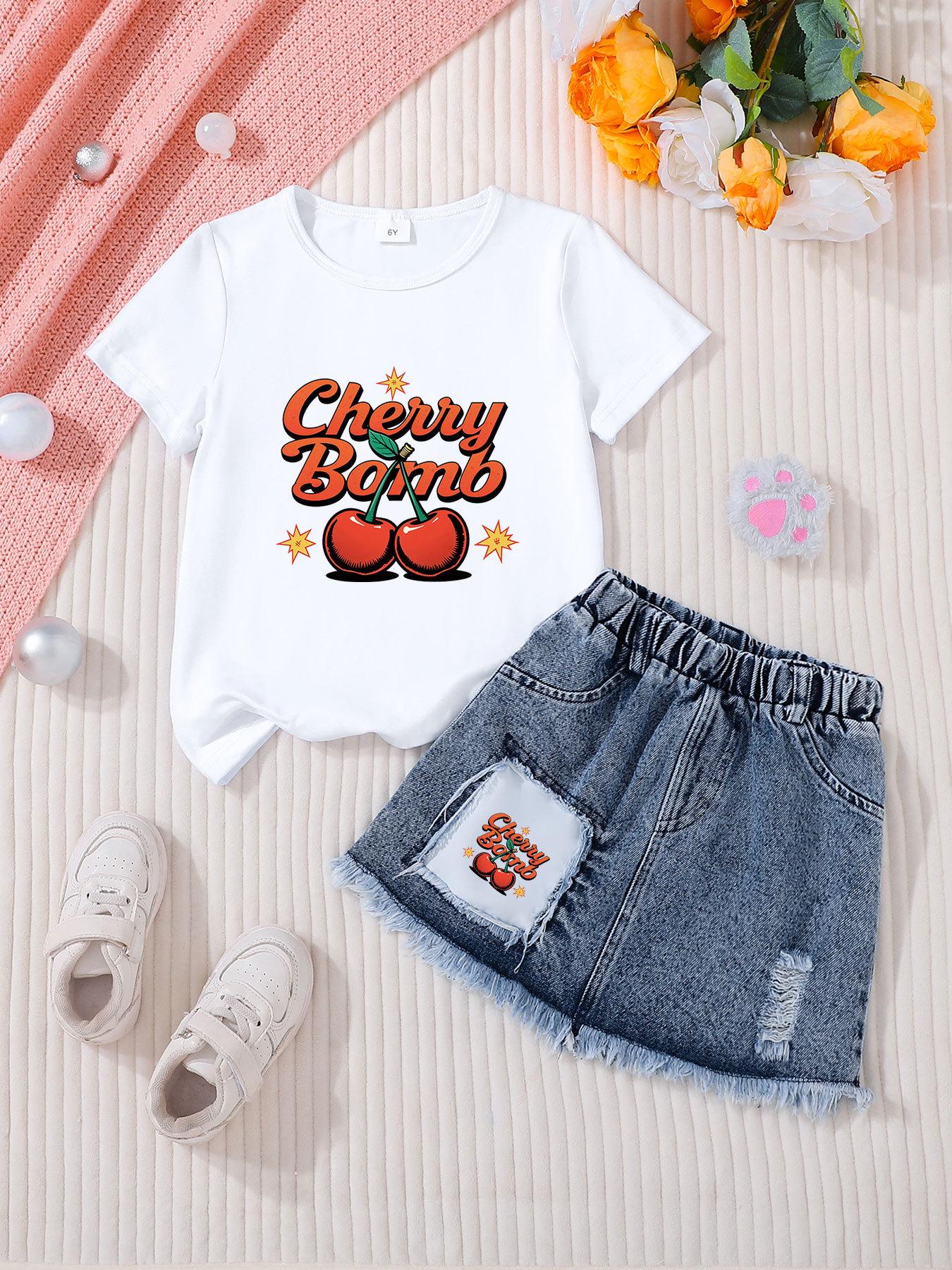 Children s Denim Skirt Sets - Casual Fashion for Girls 2-3Y