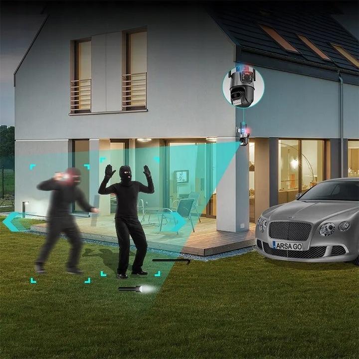 Podwójna Kamera Wifi Ip Smart Zewnętrzna 1080P Full Hd 2X3Mp Detekcja Alarm