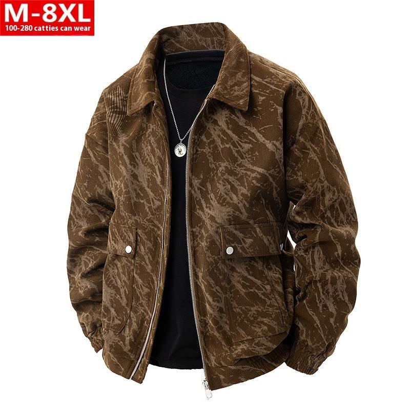 Kuscheln Sie sich ein Modebedruckte Jacke mit quadratischem Ausschnitt Übergröße für mollige Männer Lockere Freizeitjacke