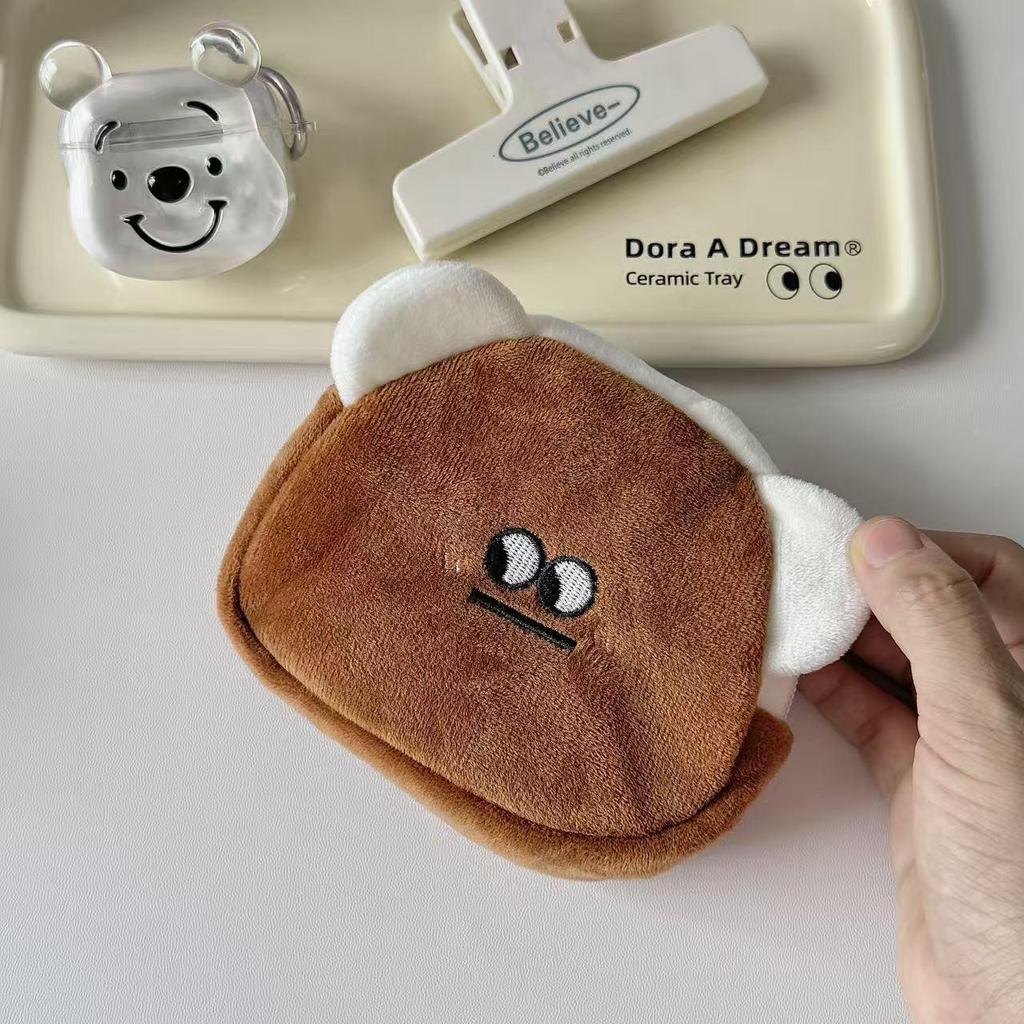 Creative Korean Funny Expression Plush Teddy Coin Purse & Card Holder