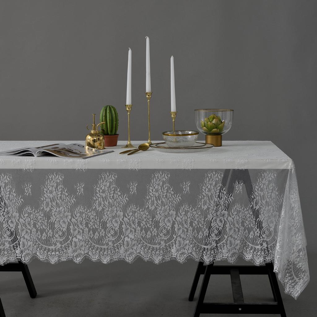 American Country Lace Tablecloth Black White Napkin Tea Table Eyelash Cafe Book Table Cloth