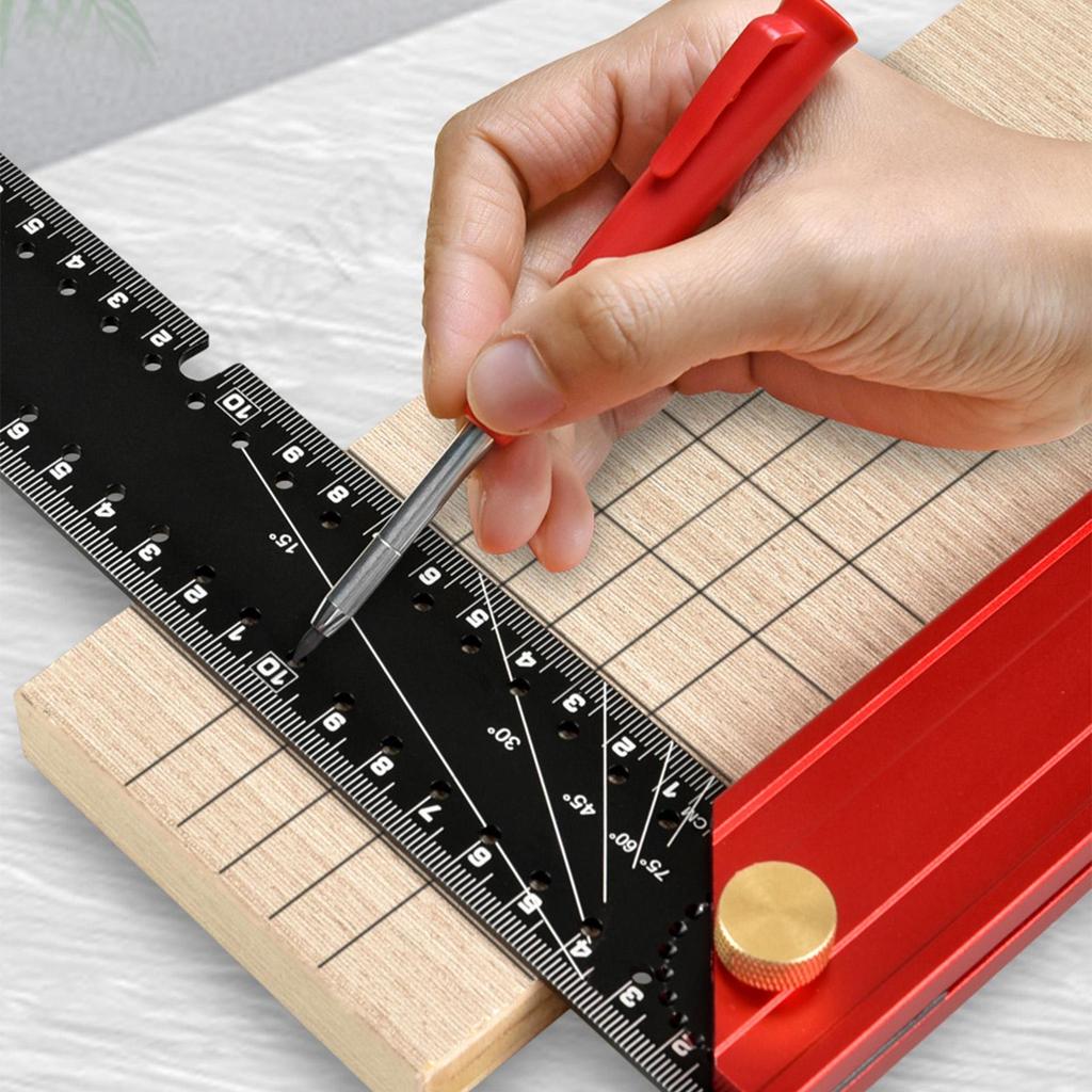 Square Ruler 12 Inch Metric Imperial Adjustable Ruler Multifunctional Framing Square for Carpentry Measuring Woodworking