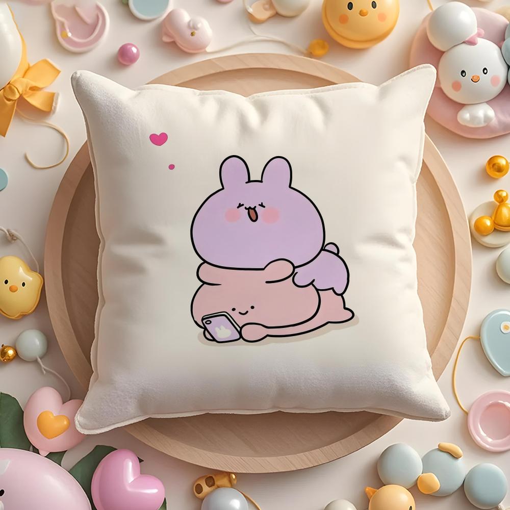 Asleep Cute AAsamimi Pillow Case Soft Plush Fabric DoubleSided Printed Cushion Cover Warm Winter Sofa Pillow Case