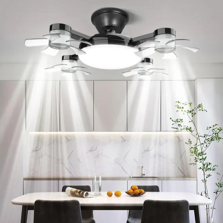 

2-в-1 60 Вт Вентилятор-светильник E27 Дизайн дрона Потолочный вентилятор-светильник с пультом управления AC85-265 В Лампа-вентилятор для дома, ресторана чёрный