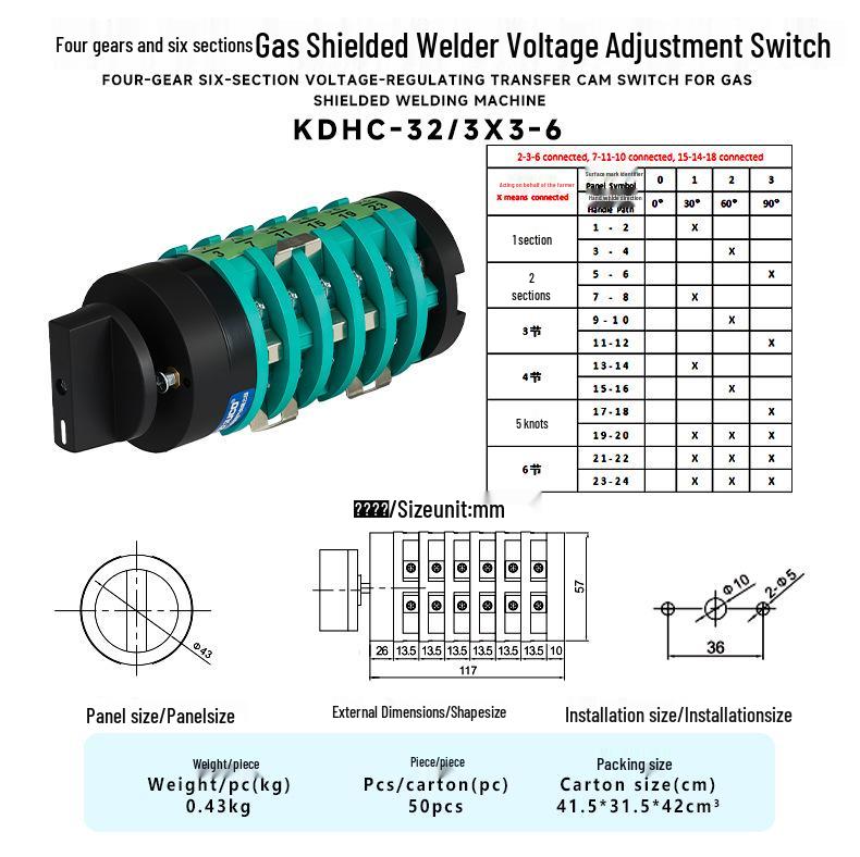 

Zhuochao KDHC-32/3X3-6 4-Speed 6-Section Gas Shielded Welder Voltage Switch