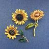 Fashion Yellow Rhinestone Sunflower Flower Brooch Female Party Clothing Accessories Pin Brooches Woman Gift