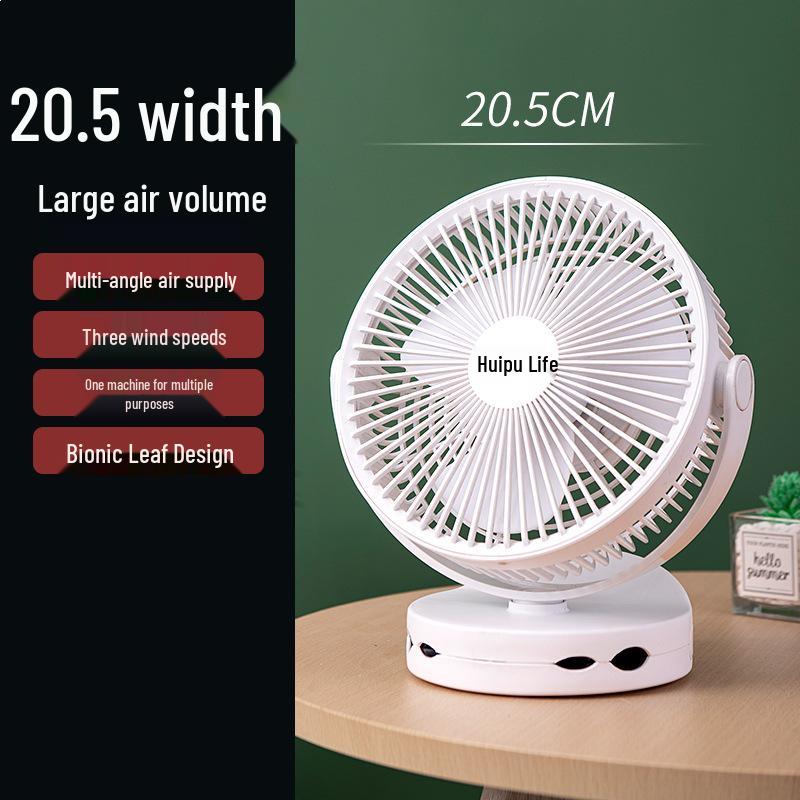 8-inch Rechargeable USB Desktop Fan: Portable, Wall-Mounted, Clip-On for Kitchen, Toilet, Dorm. 2m Cable