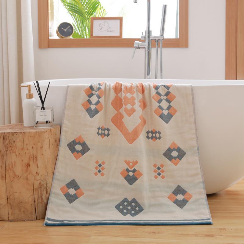 China Colored Jacquard Pure Cotton Four-Layer Gauze Bath Towel Men Women Extra-Large Adult Beach Towel Soft Absorbent