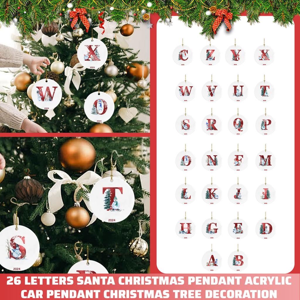 26 Letters Santa Christmas Pendant Acrylic Car Pendant Christmas Tree Decoration