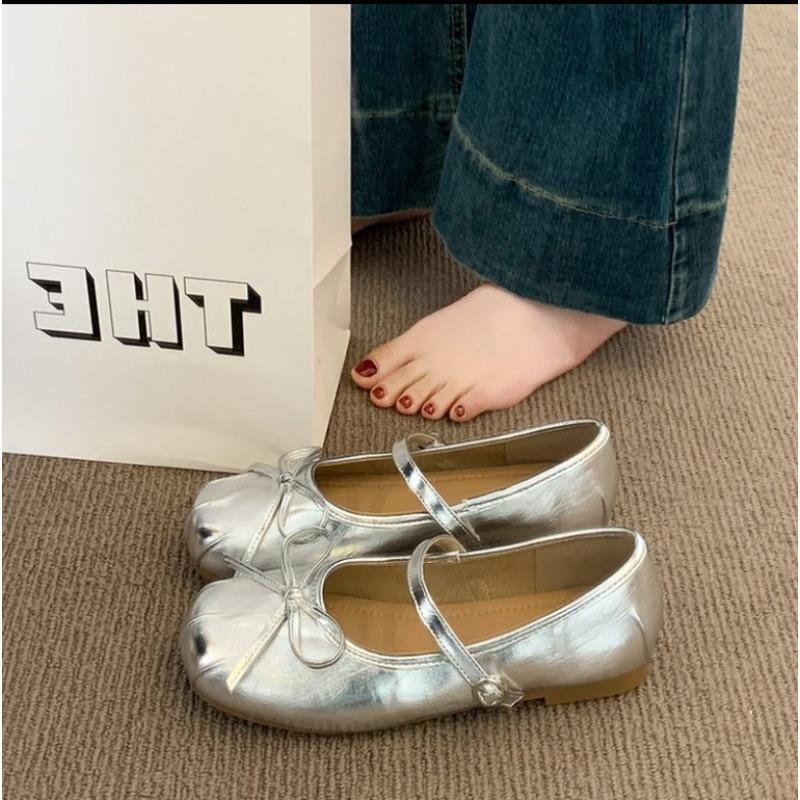 

Мода 2025Дизайнерские Весенние Женские Туфли Мэри Джейн Модные Туфли-балетки с Квадратным Носком и Мягкой Удобной Подошвой 39 серебряный