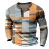 T-shirt Top da Uomo Girocollo Rete Trendy Stampata 3D a Manica Lunga
