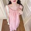 Dopamine pink suspender dress loose lazy wind year summer new sweet and spicy beach skirt women's clothing