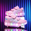 New runaway shoes children's pulley shoes USB charging luminous shoes skates invisible wheel shoes double wheel popular women