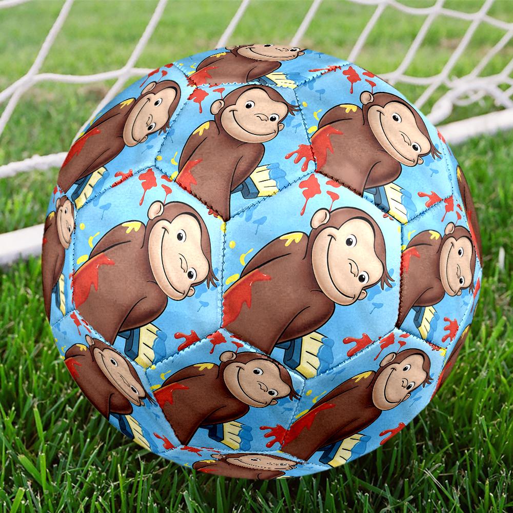 Curious George And Elephant Adventure Size 5 Soccer Ball,Indoor/Outdoor Suitable for Training Matches Tournaments Practice Games Perfect Gift for Fan