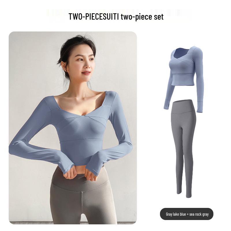 

Женский осенний комплект для йоги и бега с быстрой сушкой 2025: Трендовый, Профессиональный и Идеальный для Утренних Тренировок. XXL озеро синий/серый