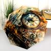Steampunk  pattern, automatic folding umbrella, portable and foldable design, 8 ribs, a Christmas or birthday gift.