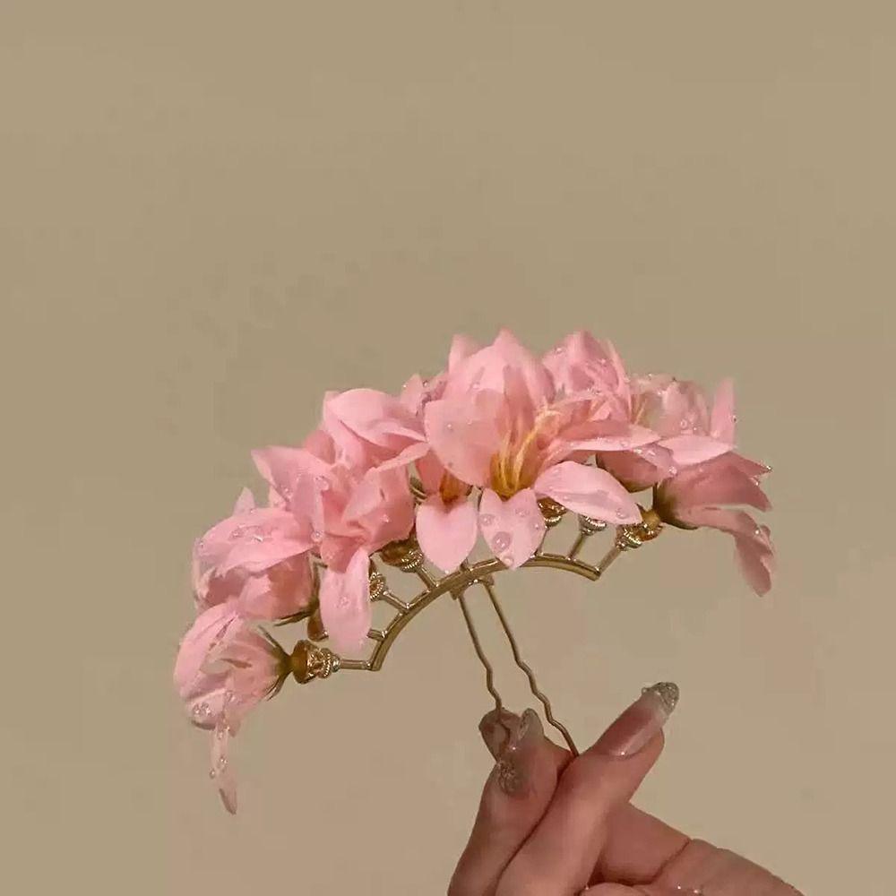 Super víla červená květina sponka do vlasů růžový květ svatební ozdoba do vlasů sladká sponka do vlasů pro šaty Qipao