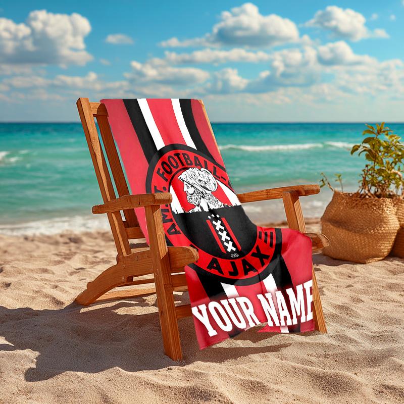 Personalized customized proof beach towel with AFC Ajax logo pattern - soft, absorbent,quick-drying,perfect