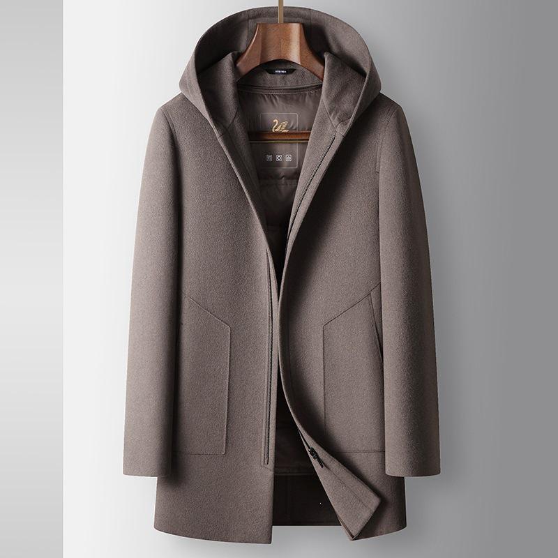Men`s Handmade Wool Hooded Coat with