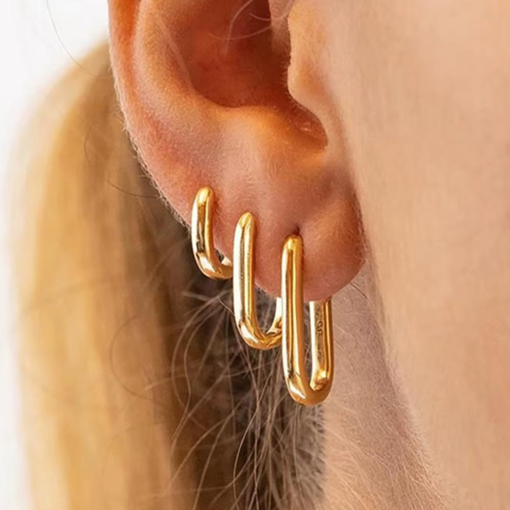 2/6PCS Mariasz Minimalist Stainless Steel Huggie PVD Plated Gold Color Square Hoop Earrings for Women Men Classic Jewelry