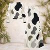 Women Plus Size Abstract Printed Two Piece Set Round Neck Long Sleeve Cropped Cardigan Sleeveless Midi Dress