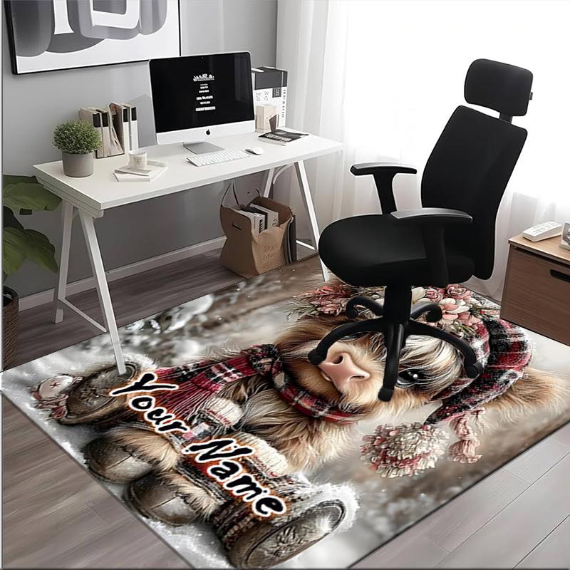 1PC Custom Name Winter Wonderland Critter Theme Floor Mat Ideal for Living Room, Game Rooms, Office, Bedroom,Floor Mat Playful Design