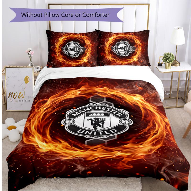 Manchester United FC Τυπωμένο Σετ Κλινοσκεπασμάτων 3 Τεμαχίων Αναπνέον Κάλυμμα Παπλώματος με Μαξιλαροθήκες Διακοσμητικά Λευκά Είδη Κρεβατοκάμαρας Σπιτιού