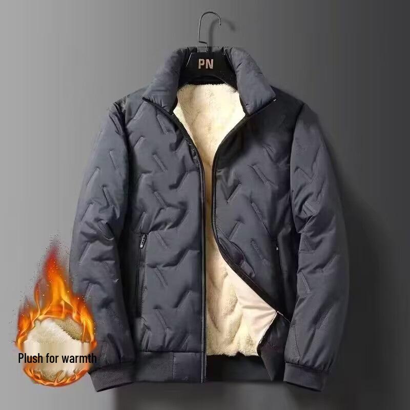 Men's Plus Size Velvet-Lined Lambswool Winter Coat