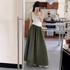 Falda Larga Paraguas para Mujer Streetwear Cintura Elástica Jupes Verano Bolsillo Oversize Falda Casual Suelta Sólida Faldas Maxi