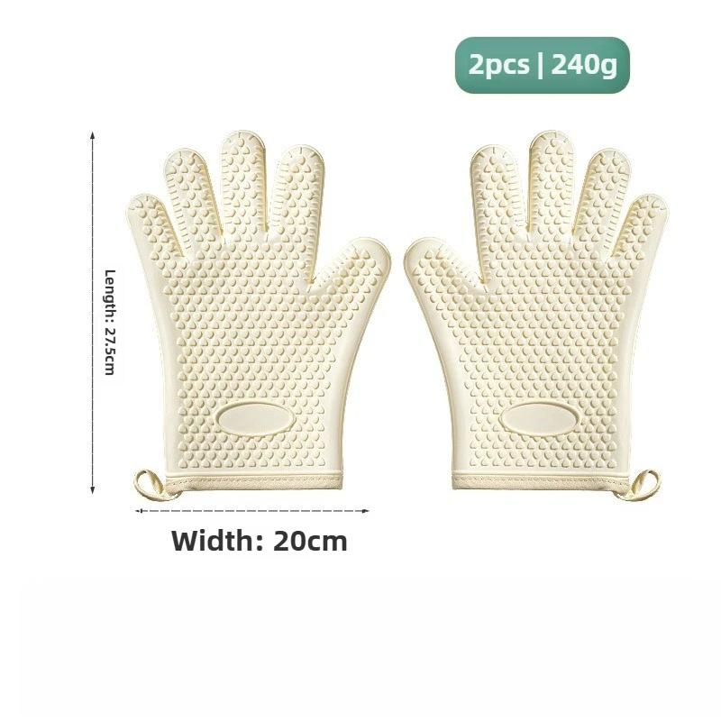 Anti-scald Thickened Silicone Gloves Heat Resistant Microwave Oven Baking Gloves BBQ Gloves Anti-slip Heat Insulation
