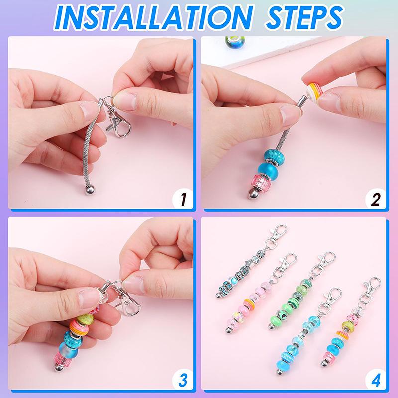 WTEMPO Beadable Keychain Bars Blank Detachable Metal Keychain Accessories for DIY Craft Beaded Key Chain Kit with Silver Finish