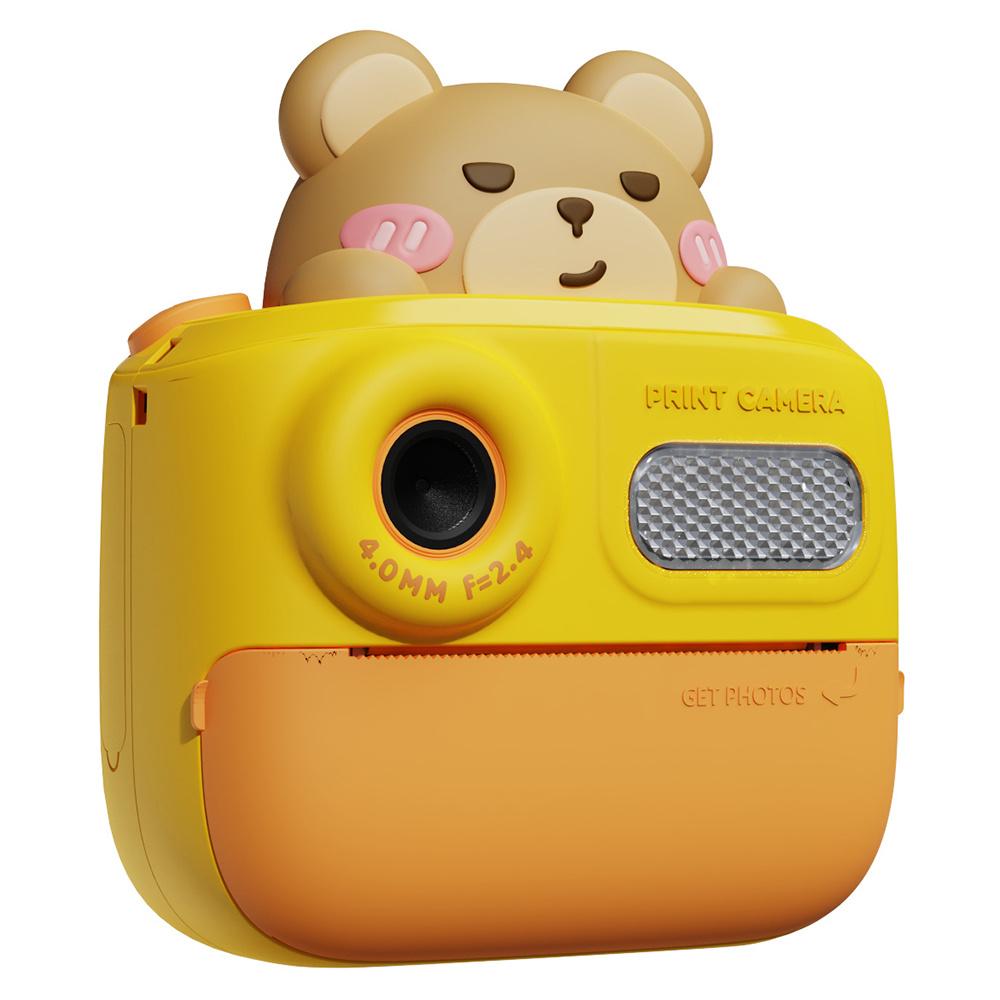 

K64 Cute Dual Lens Kids HD Camera Instant Printing Thermal Photo Printer with 32G TF Card+Card Reader Yellow