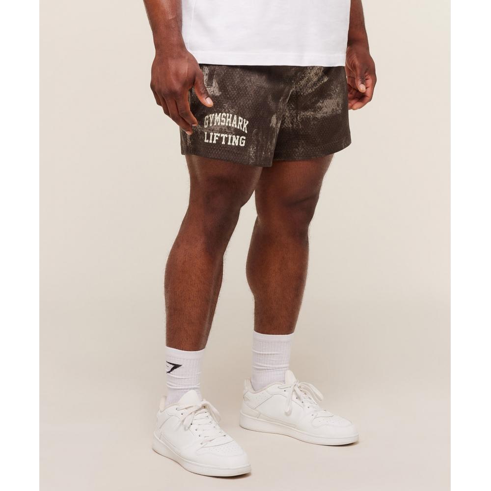 Gymshark Lifting Mesh 5  Shorts Lifestyle Brown A4b7v Nc6b