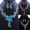 Lady Bridal Vinatge Butterfly Flower Bib Statement Necklace Earrings Jewelry Set