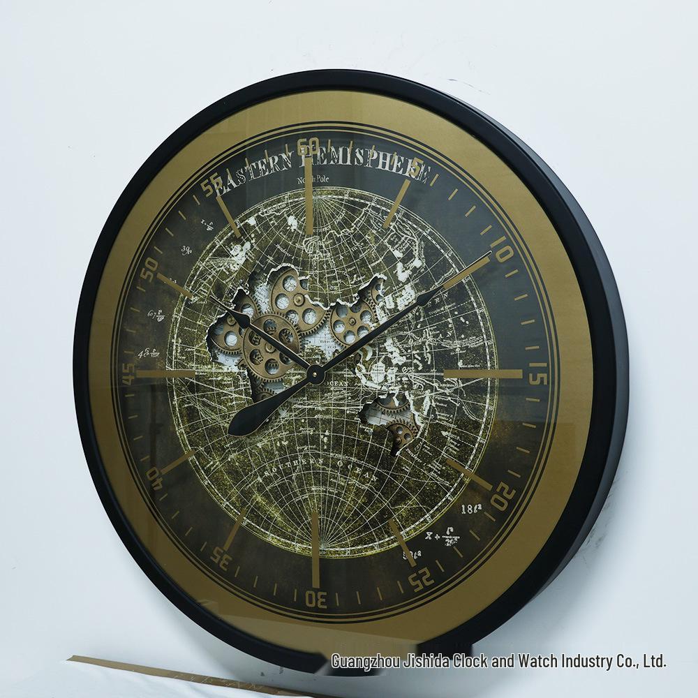 Ретро-индустриальные бесшумные шестеренчатые настенные часы - Креативный декор из железа для общественных пространств