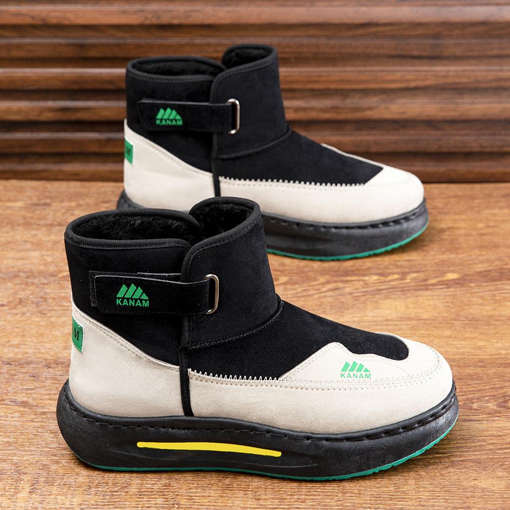 

Men s snow boots cotton shoes winter new warm velvet men s shoes medium tube non-slip thickened cotton boots high-top Martin boots 39