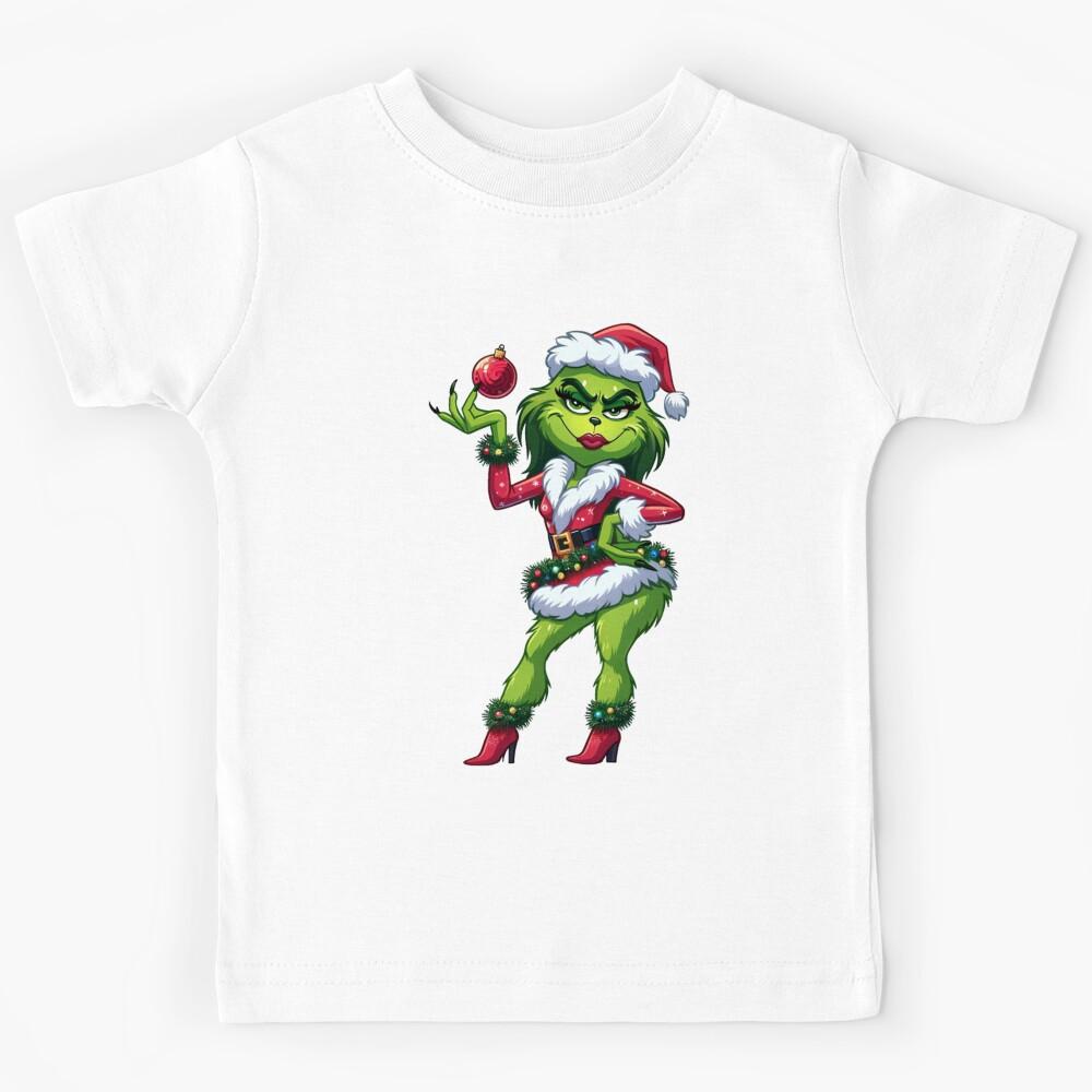 Grinch Glam Christmas Art – Sassy Holiday Fashion Illustration Kids T-Shirt 100