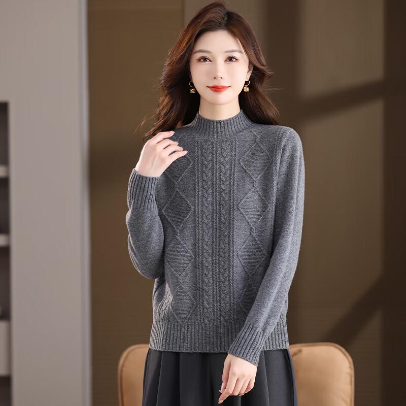 

YILITON Women s 100% Pure Wool Half-High Collar Sweater XL