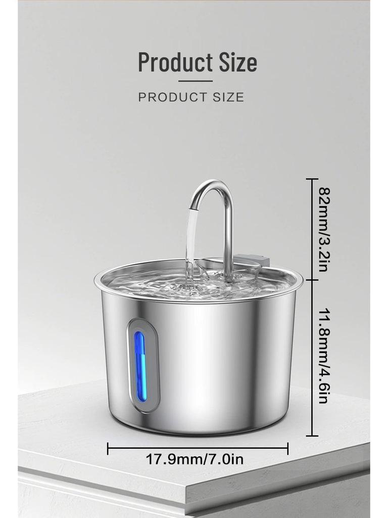 Stainless Steel Pet Water Fountain with Automatic Circulation and Leak-Free Design for Cats and Dogs