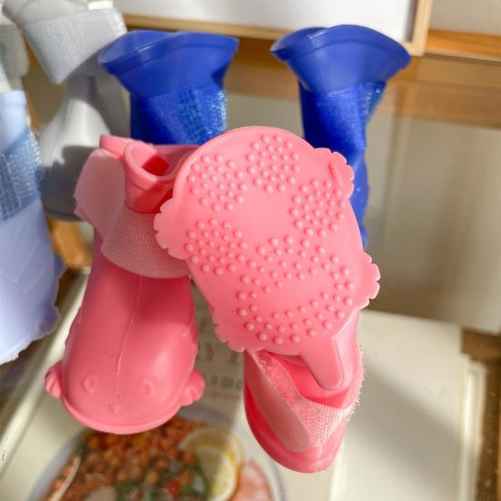4Pcs Pet Rain Shoes Anti Slip Water-proof Dust-proof Candy Colors Dog Rain Boots