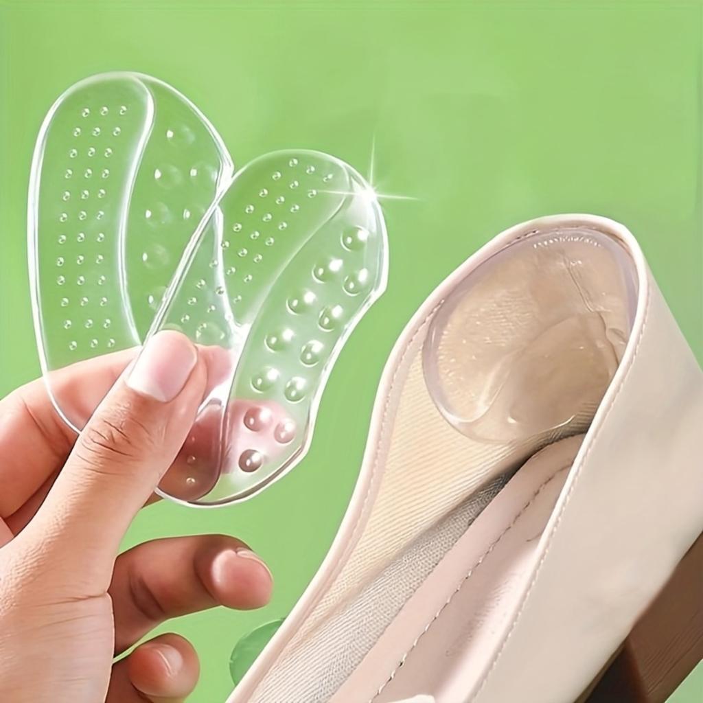 Ultra-Soft Silicone Heel Pad - Anti-Friction & Anti-Slip with Massage Points, Shoe Size Adjuster, High Heel Heel Insole, Half-Size Pad