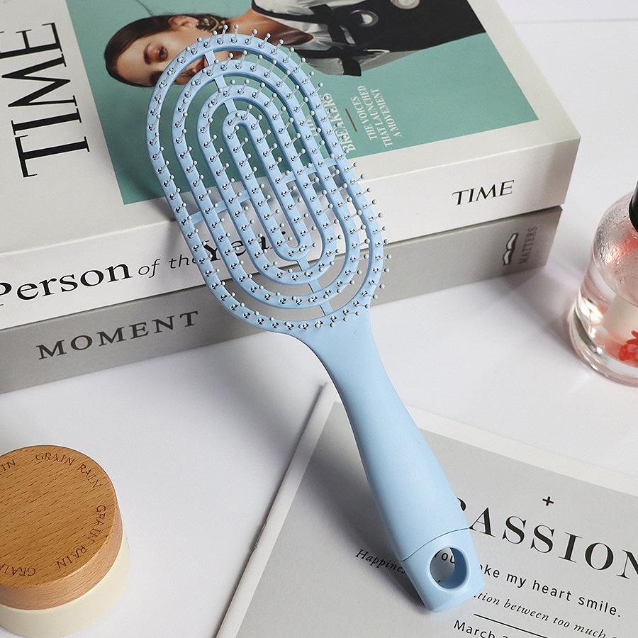 Pettine Massaggiante Curvo per Capelli Folti con Manico Lungo per Capelli Ricci