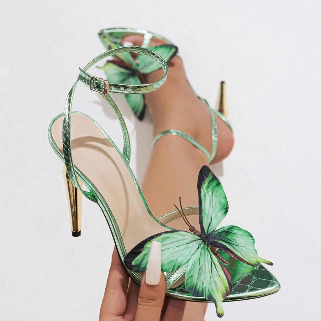 Women's 3D Floral Ankle Strap Stiletto Sandals - Fashion Party High Heels