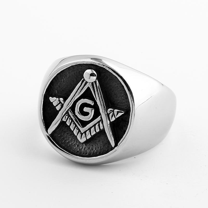 Vintage Masonic Rings For Men Punk Fashion Jewelry Retro Golden Freemasonry Male Finger Ring Biker Club Gift FreeShipping
