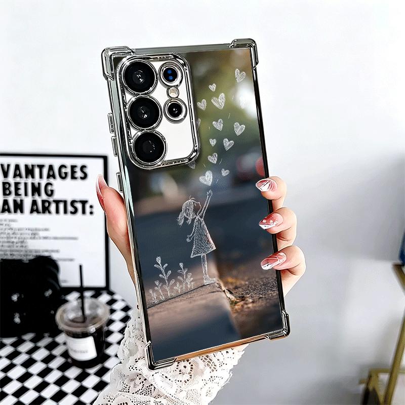 Nature Cute Child Painting Style Soft Phone Case For Samsung Galaxy S26 Ultra S25 Edge S24 FE S23 Plus S22 S21 + S20 Plating Ant