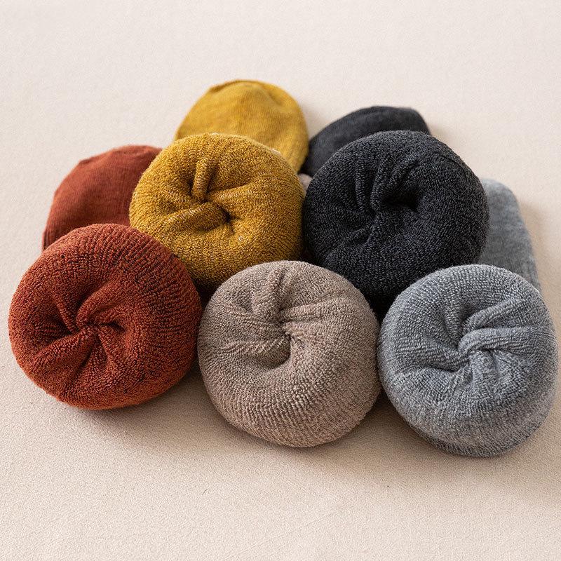 Korean Style Women's Fleece-Lined Over-the-Knee Socks - Thick, Warm Terry for Autumn/Winter