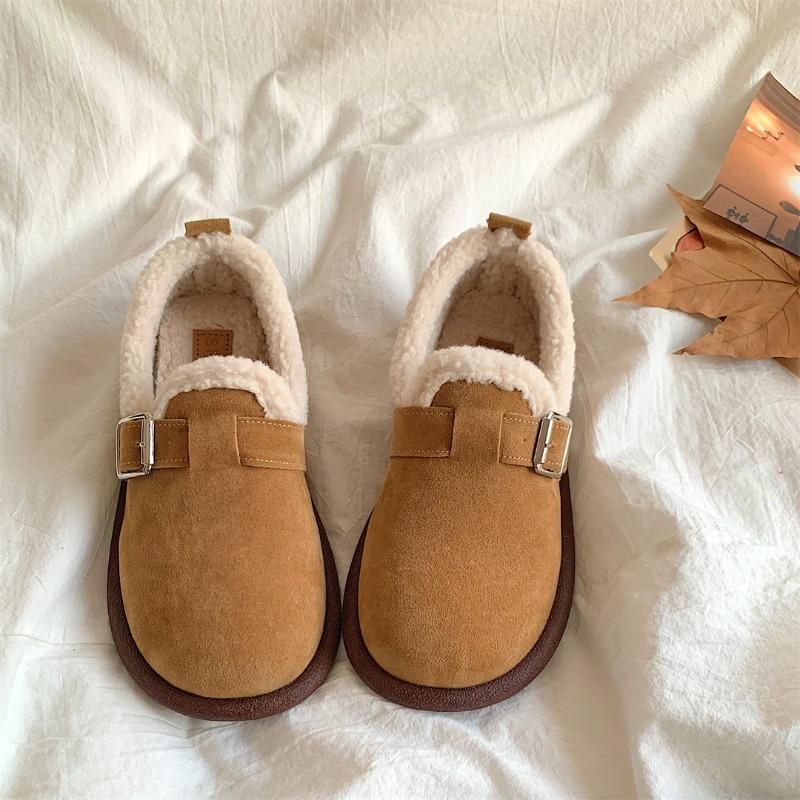 Mao Mao Shoes Women Wear Autumn and Winter New Fashion One-pedal Velvet Cotton Shoes Soft-soled Bread Bean Shoes