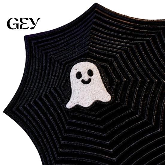 Halloween Stress Relief Gadget Spider Web Fidget Toy, 3D Printed Sensory Puzzle Unique Party Gift with Ghost Slider, Desktop Decompression for Adults