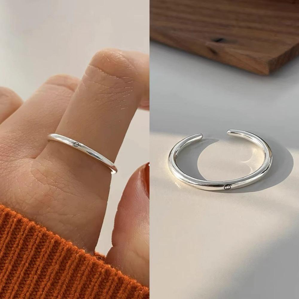 Retro Heavy Industry S plain ring, non-fading opening adjustable index finger ring